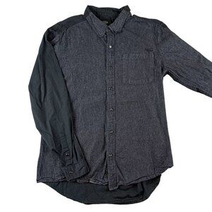 Harley Davidson Pearl Snap Button Up Distressed Two Tone Mens Shirt Large